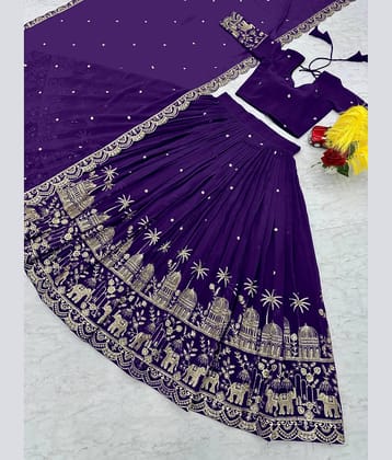 Aika Women Silk Flared Semi Stitched Lehenga Choli ( Wine )