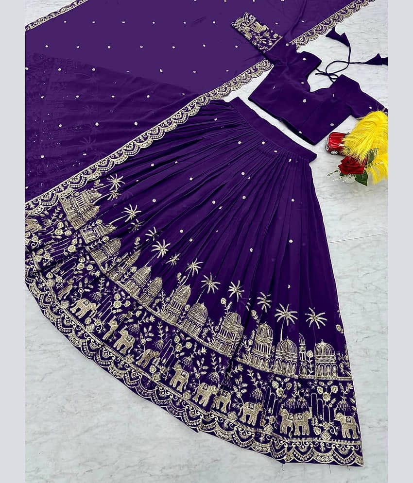 Aika Women Silk Flared Semi Stitched Lehenga Choli ( Wine )