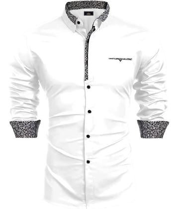 WEBRIC Cotton Blend Regular Fit Printed Full Sleeves Men's Casual Shirt - White ( Pack of 1 )