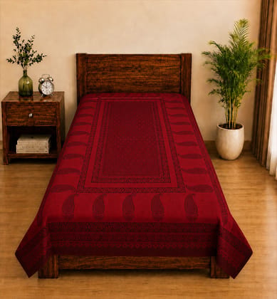 Hand Block Bagh Cotton Single Bedsheet 
