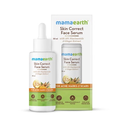Mamaearth Skin Correct Face Serum with Niacinamide and Ginger Extract for Acne Marks and Scars - 30 ml | Reduces Acne Marks | Minimizes Enlarged Pores Mamaearth Skin Correct Face Serum with Niacinamide and Ginger Extract for Acne Marks and Scars - 30 ml 