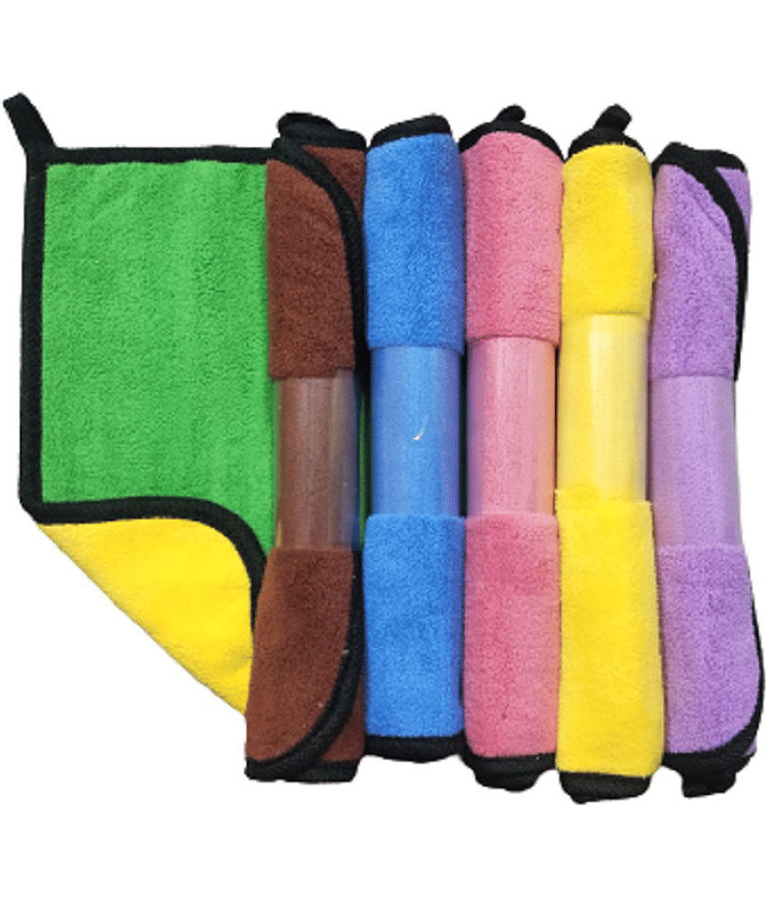 Penyan™ Heavy Microfiber Cloth for Car Cleaning and Detailing, Double Sided, Extra Thick Plush Microfiber Towel Lint-Free, 800 GSM, Size 25 x 25 cm, Multi color, pack of 6