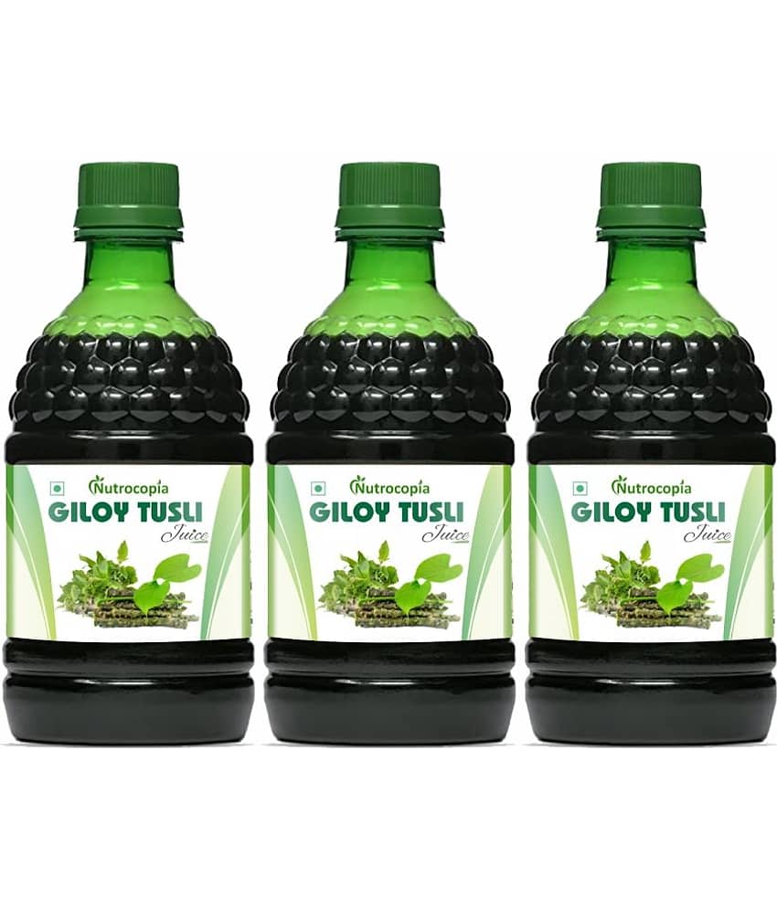NUTROCOPIA Giloy Tulsi Juice | Fresh Tulsi and Giloy to Support Immune Health Pack of 3 of 400ML