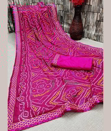 Kanooda Prints Georgette Printed Saree With Unstitched Blouse Piece ( Maroon )