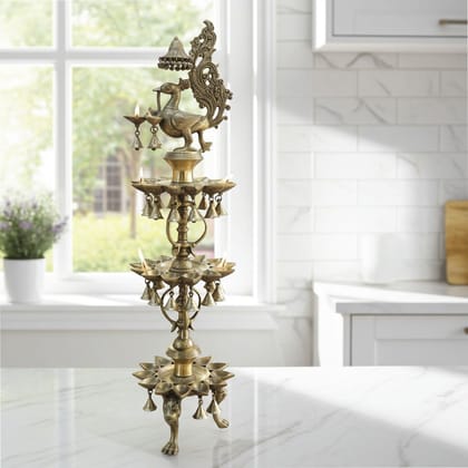 Brass Showpiece Fancy Peacock Deepak 3 Steps Deepak (BSMAS1491 A)