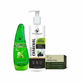 Greenblosum Charcol face wash 100 ML  Aloe vera gel 120 ML  and Herbal shoap 100 GM pack of 3