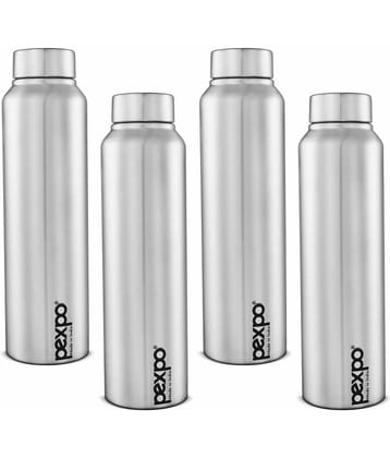 PEXPO 1000 ml Stainless Steel Fridge Water Bottle (Set of 4, Silver, Chromo)
