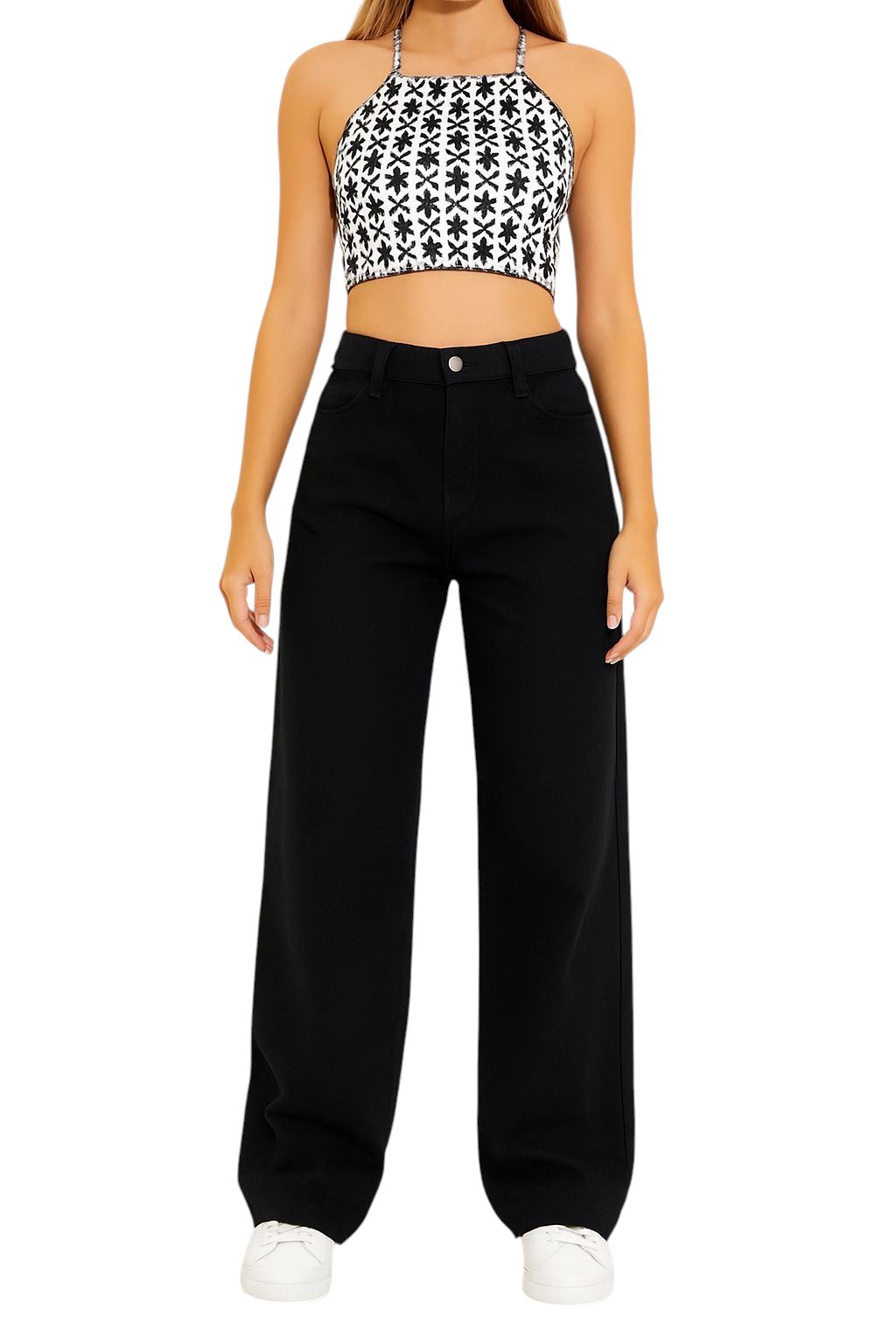 Women's High Waist Wide Leg, Bell Bottom Jeans, Black