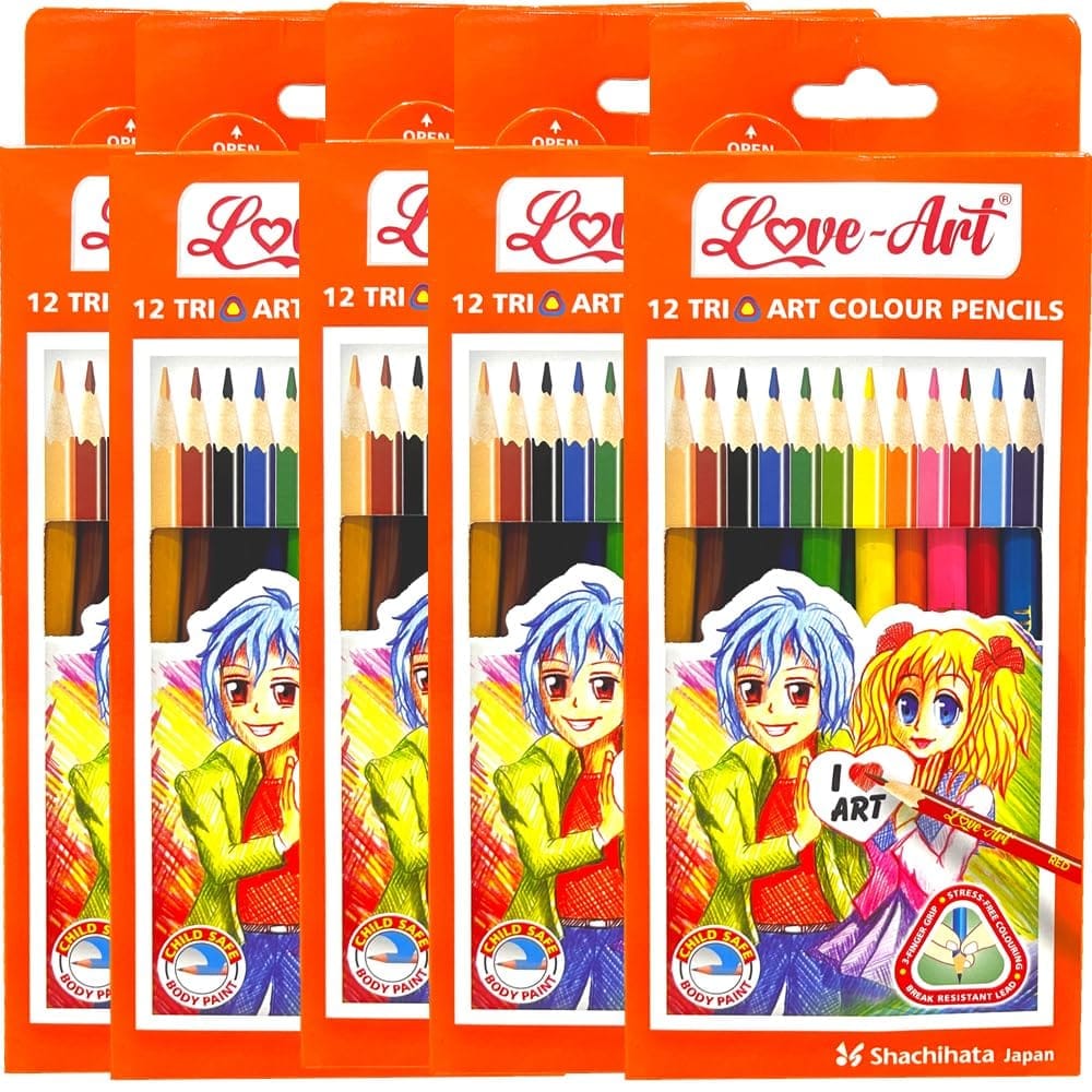 Artline Colour Pencil Pack of 12 X 5 Packs | Bright Smooth Colours