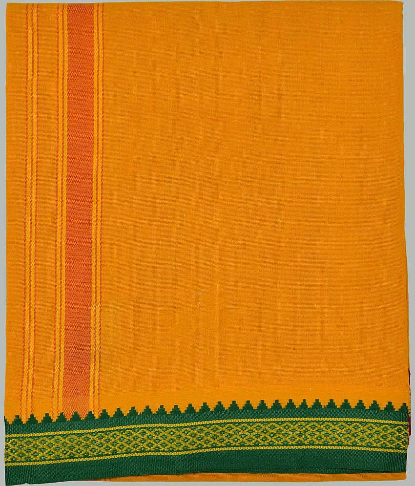 Shyam Handloom Cotton Blend Men's Dhoti Yellow ( Pack of 1 )