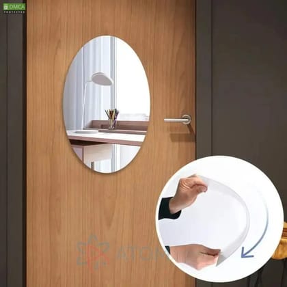 Oval Shape & Square Shape HD Bendable Self Adhesive Mirror Combo No Drilling Needed (Pack of 2)-Pack of 2