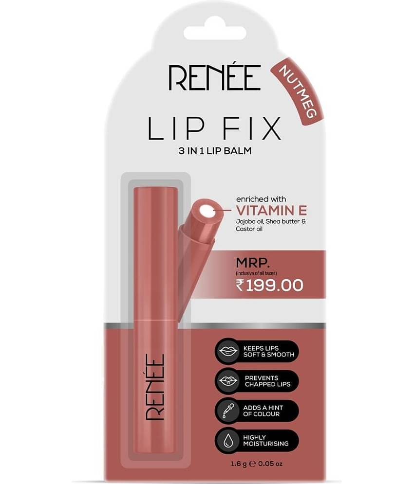 RENEE Lip Fix Lip Balm Nutmeg, Heals Dry Lips, Shea Butter, Vitamin E, 1.6g