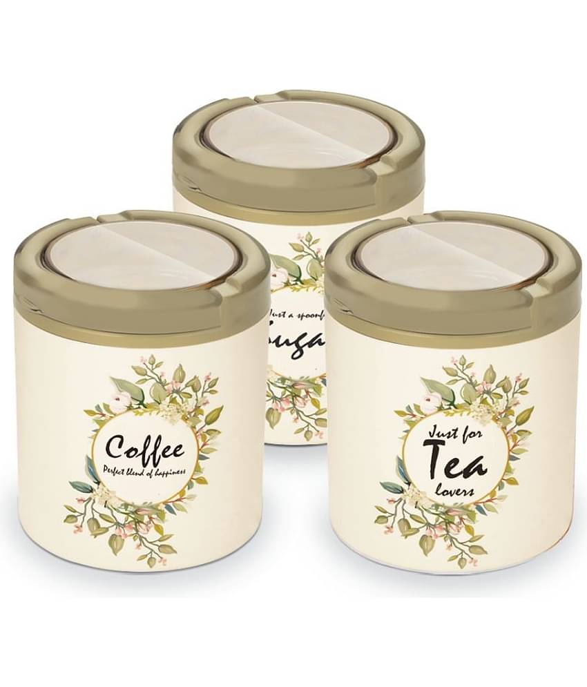 Trueware - STC Tea Sugar Coffee Plastic Brown Tea/Coffee/Sugar Container ( Set of 3 )