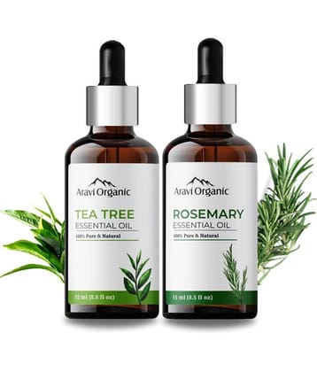 Aravi Organic 100% Pure Rosemary And Tea Tree Essential Oil For Hair Growth and Acne Care-Pack Of 2