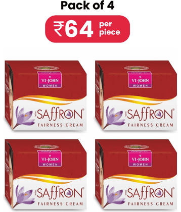 VI-JOHN Saffron Advance Skin Fairness & Brightening Enriched With Vitamin E 50g - Pack of 4