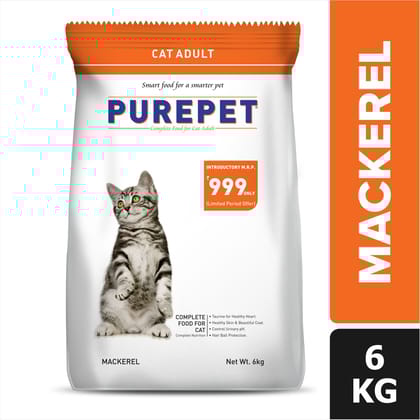 Purepet Mackerel Adult Cat Food, 6 kg