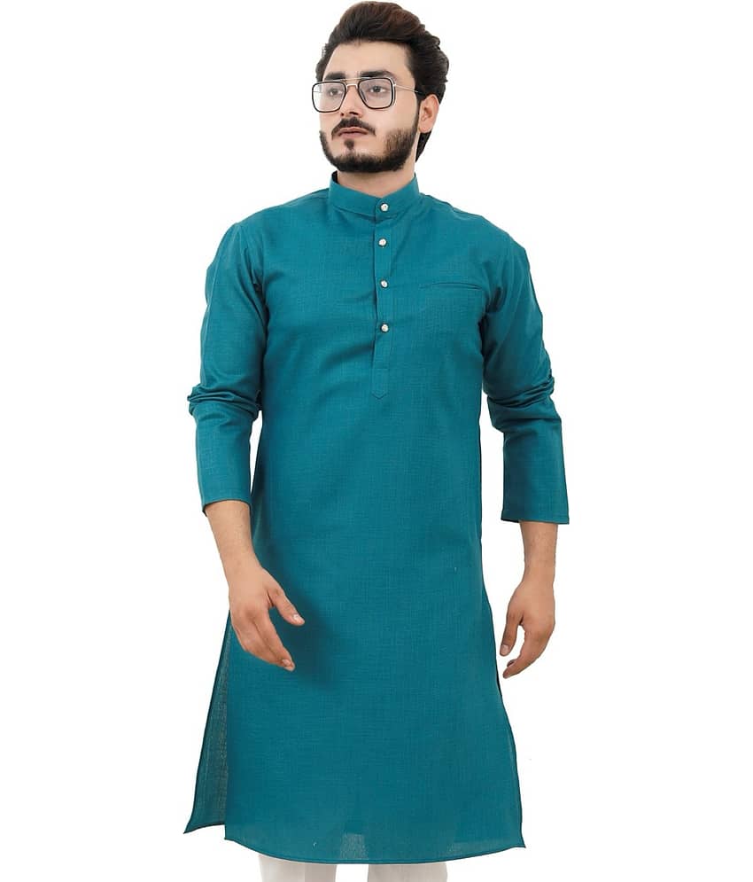 YAGNIK FASHION Dark Green Cotton Men's Regular Kurta ( Pack of 1 )