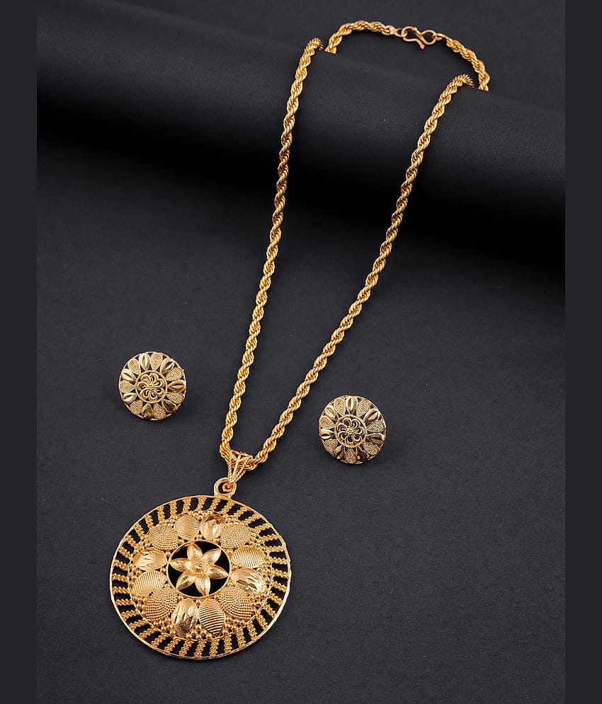 Lyriss Golden Brass Necklace Set ( Pack of 1 )