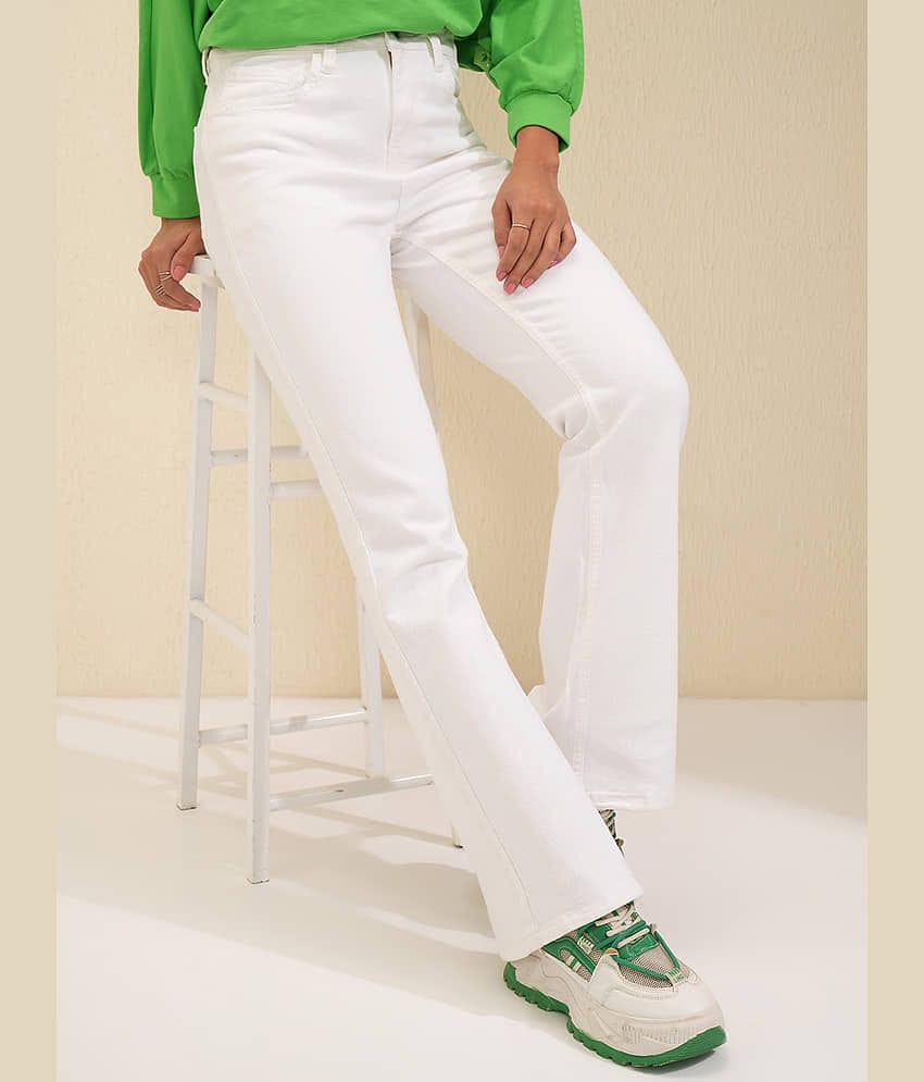 Tokyo Talkies Women's Bootcut Mid-Rise Jeans ( White )