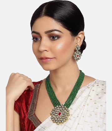 PUJVI - Green Alloy Necklace Set ( Pack of 1 )