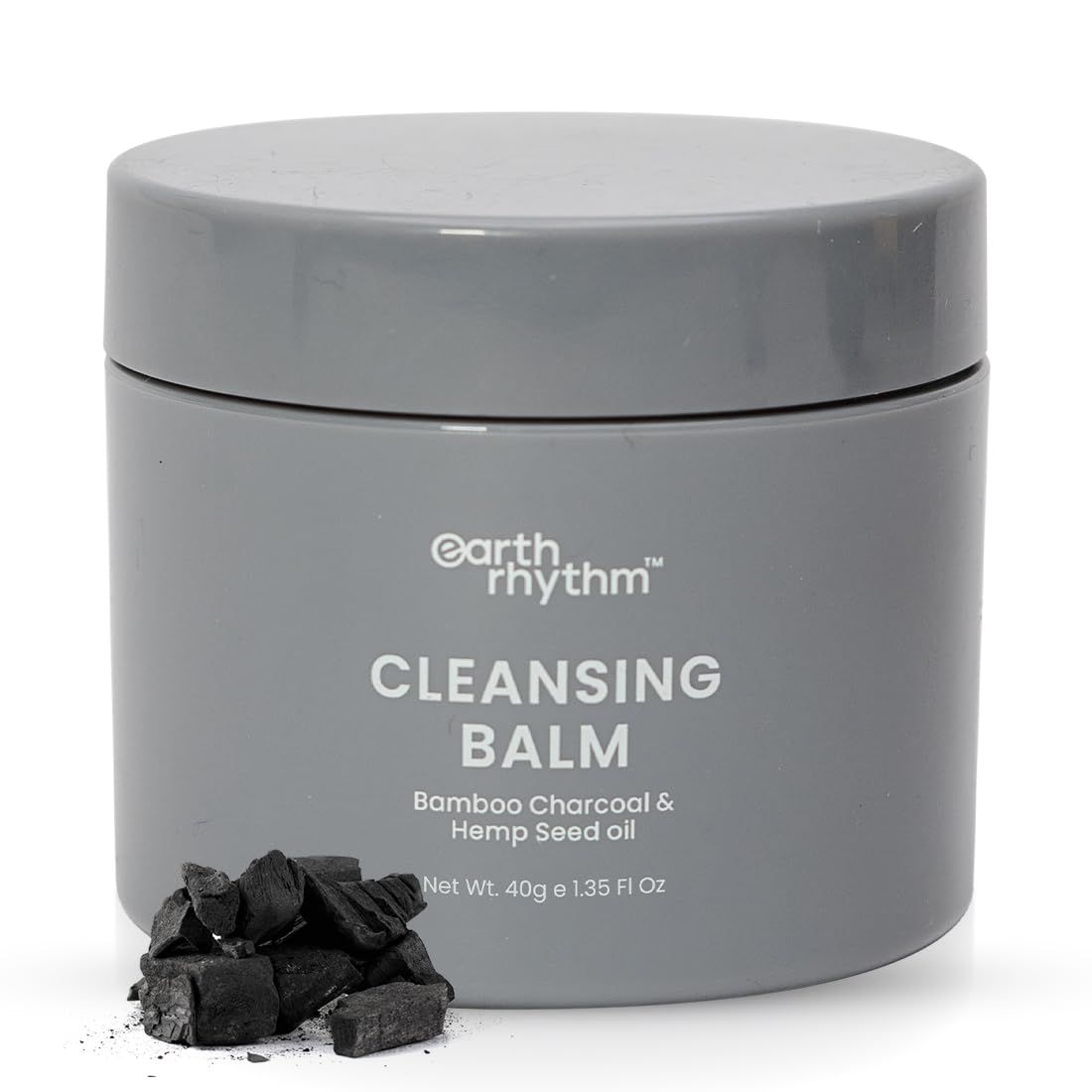 Earth Rhythm Deep Pore Charcoal Cleansing Balm - Removes Makeup in 10 Seconds, Gentle, No Parabens & Sulphates Earth Rhythm Deep Pore Charcoal Cleansing Balm - Removes Makeup in 10 Seconds, Gentle, No Parabens & Sulphates - Grey / 40 g (Pack of 1)