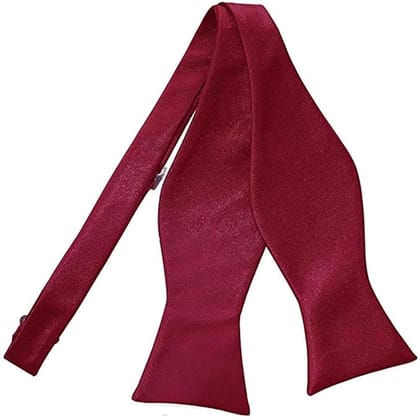 VOICI Men's Velvet & Satin oversized Bow & Pocket Square Tie Black Color Free Size best for Tuxido dinner jackets - Maroon Self Knot