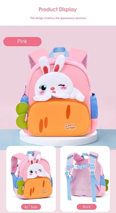 Rabbit Carrot Design Backpack for Kindergarten kids-Pink