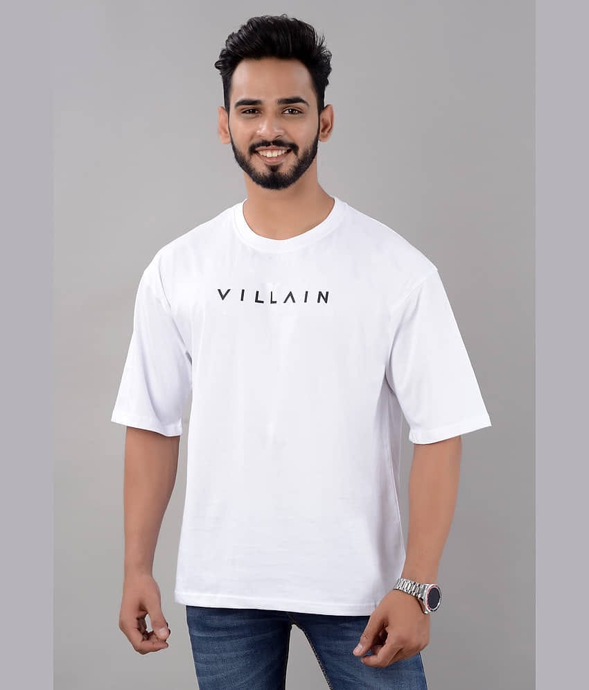 VILLAIN Pack of 1 Cotton Blend Oversized Fit Men's T-Shirt ( White )