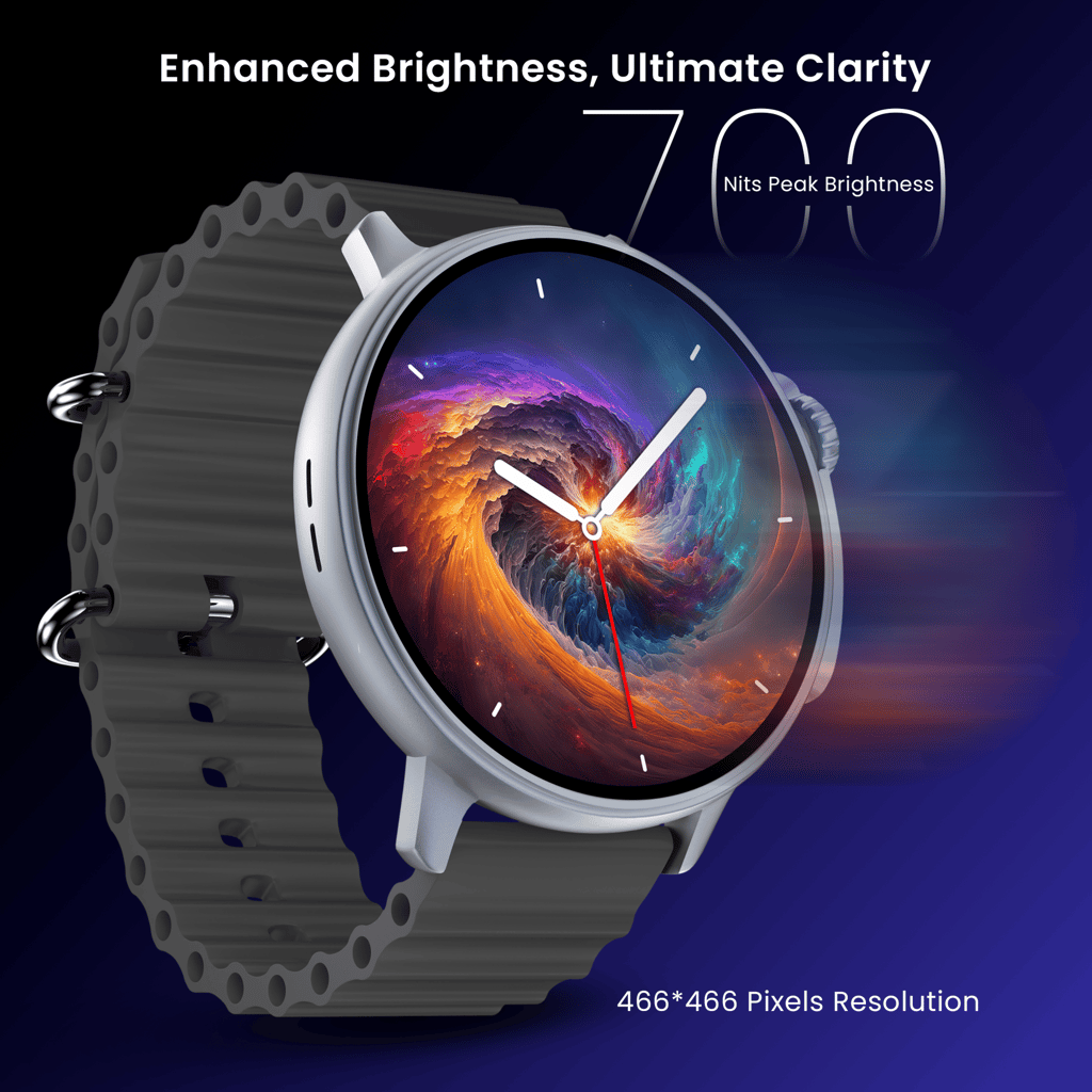 CELLECOR M7 PRO RAY 1.43" AMOLED Display | 700 NITS | AOD | BT-Calling | AI Voice | Split Screen | IP67 | Rotating Crown | SmartWatch (Black)