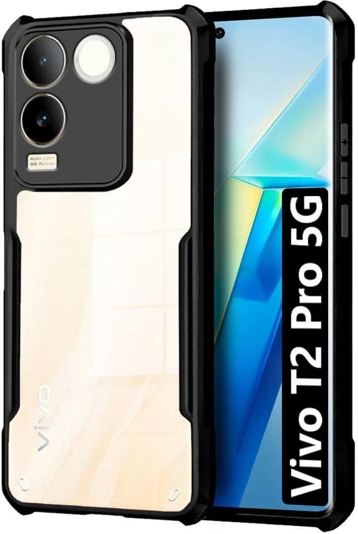 PLUGTECH Slim Shockproof Case | Matte Black Soft | Drop Protection | Precise Cutouts | Premium Mobile Cover for Vivo T2 Pro 5G, Vivo iQOO Z7 Pro