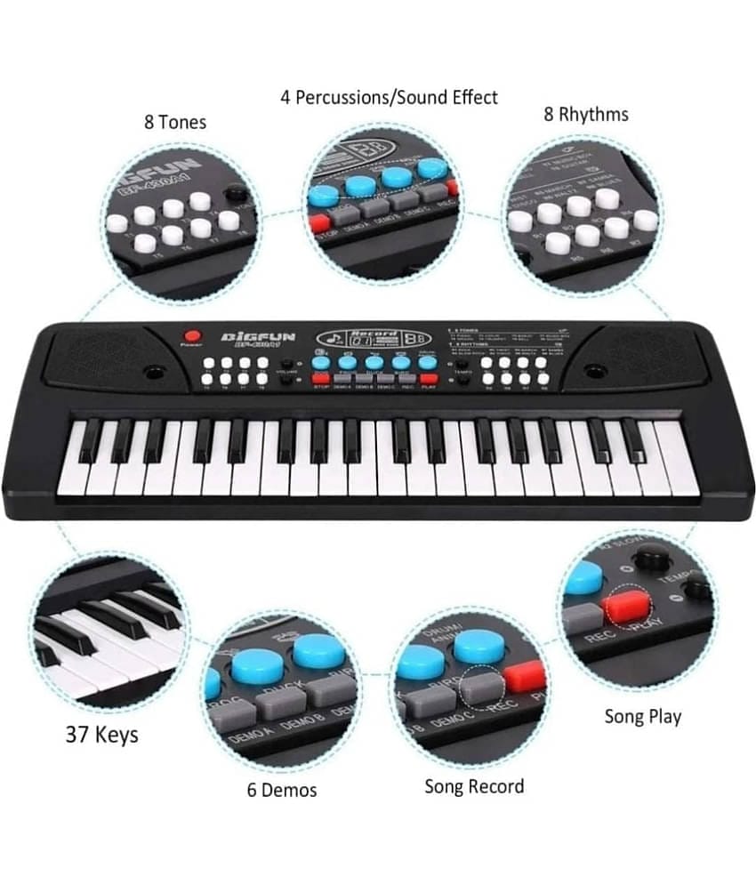 QirmirMKT Kids Electronic Piano with 37 Keys & Microphone