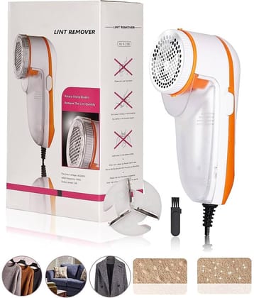 THRIFTKART - Electric Lint Remover with Rotary Sharp Blades, White and Orange, for Clothes, Furniture and Fabrics Nova Lint Remover for Clothes Fabric Cleaner for Woolen Clothes