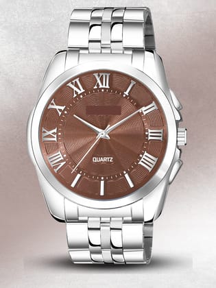 Brown 3D Roman Stainless Steel Analog Watch for Men LR127