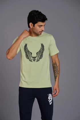 Wings Printed Mint Green T-Shirt for Men
