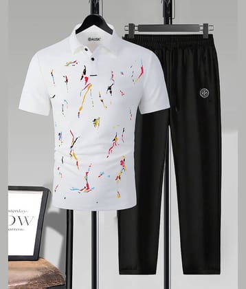 AUSK White Cotton Blend Relaxed Fit Men's Tracksuit ( Pack of 1 )