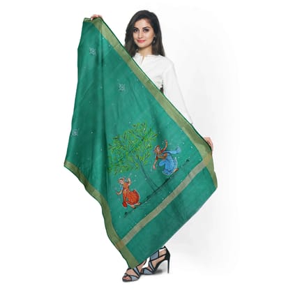 Nrityakala Pattachitra Handpainted Chanderi Silk Dupatta
