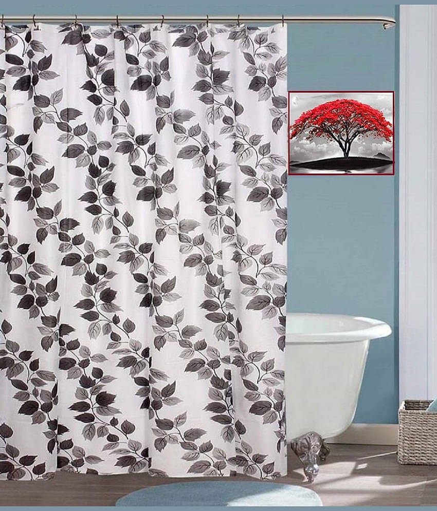 CASA FURNISHING Black PVC Shower Curtain ( Single )