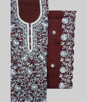 KASHMIRI Women Woollen Unstitched Dress Material ( Maroon )