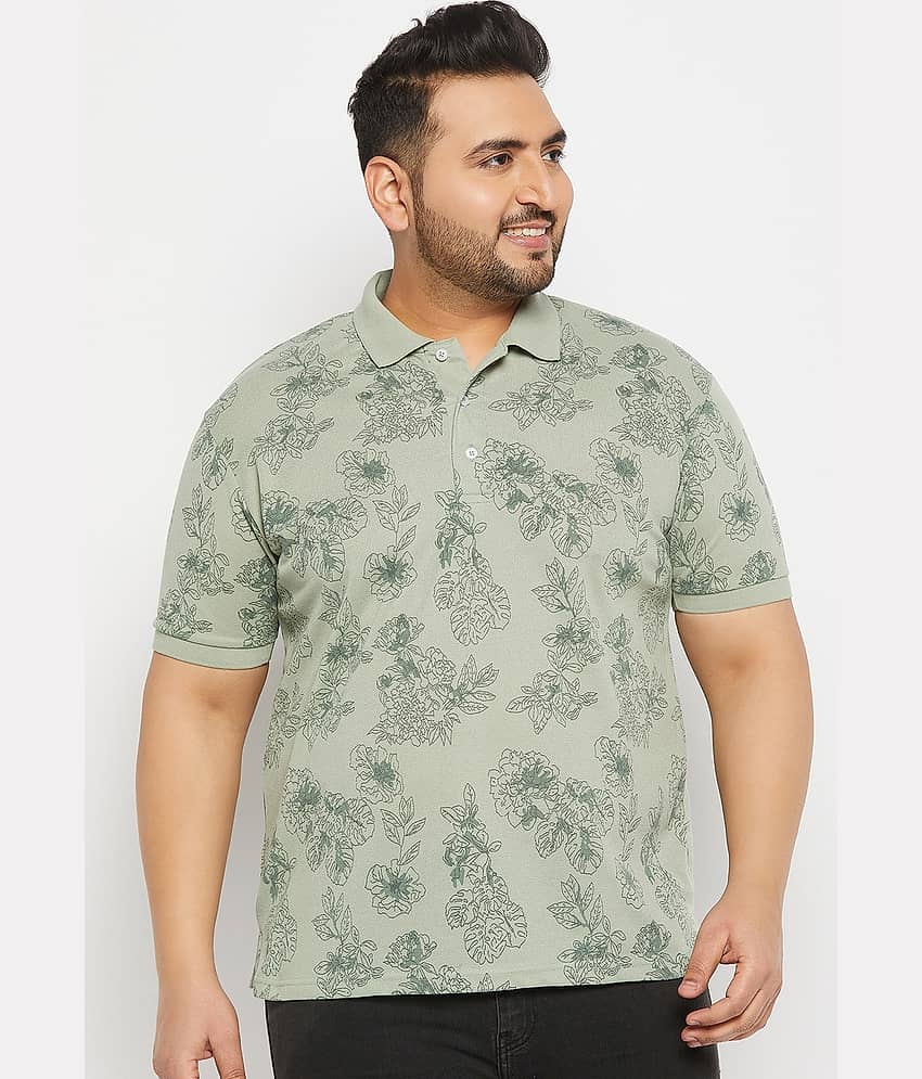 The Million Club Pack of 1 Cotton Blend Regular Fit Printed Half Sleeves Men's Polo T Shirt ( Sea Green )