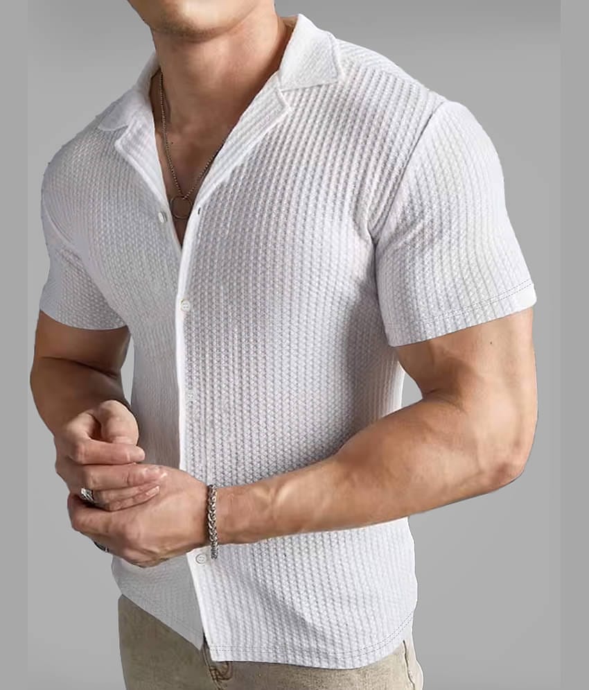 Eyebogler Poly Cotton Regular Fit Striped Half Sleeves Men's Casual Shirt - Black ( Pack of 1 )