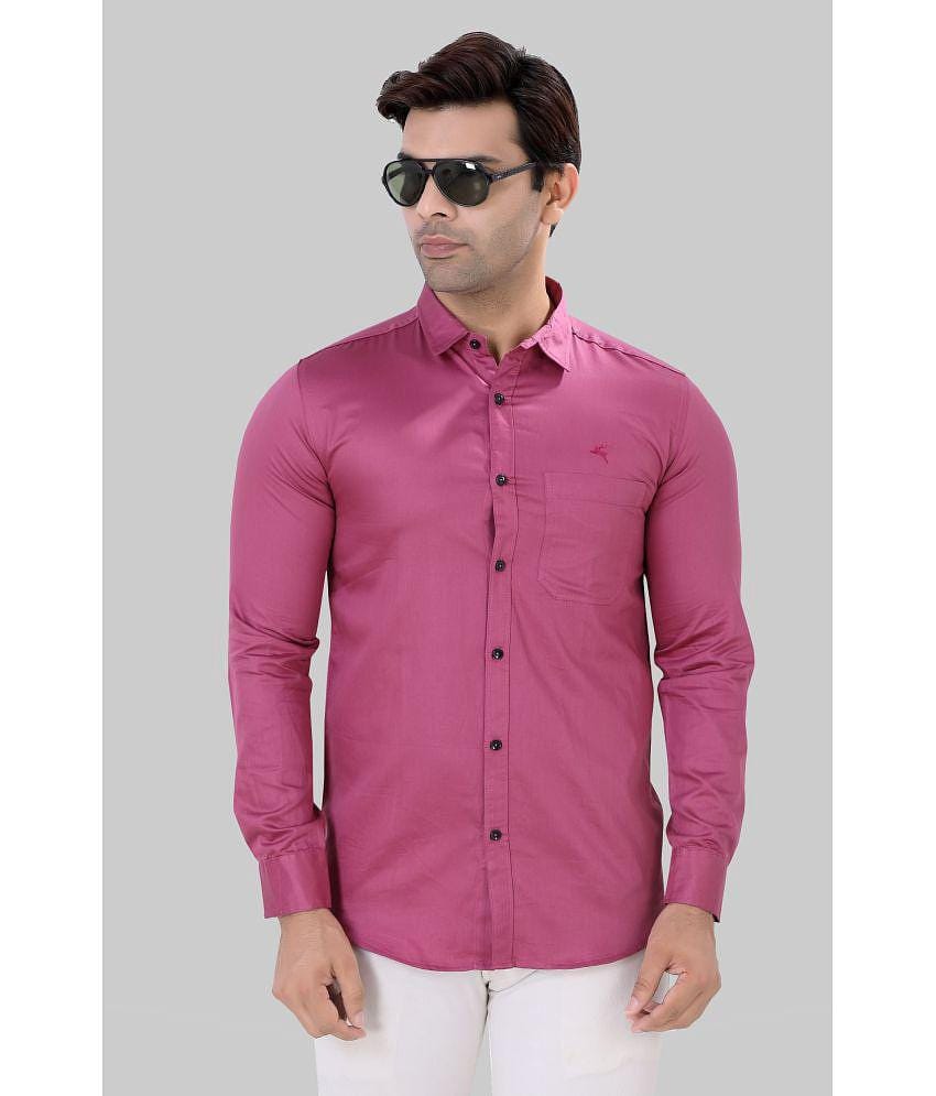 JVNINE - Be Unique Cotton Blend Regular Fit Solids Full Sleeves Men's Casual Shirt - Pink ( Pack of 1 ) - None