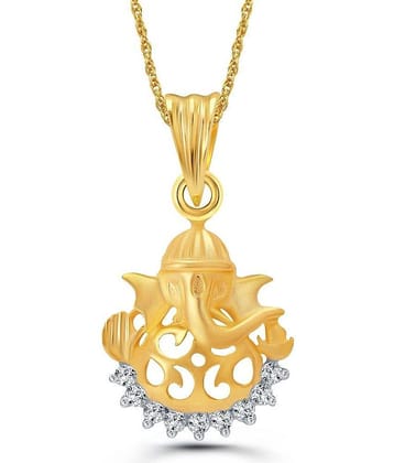 Vighnaharta Lord Ganehsa Gold Alloy Traditional Pendant Without Chain For Men