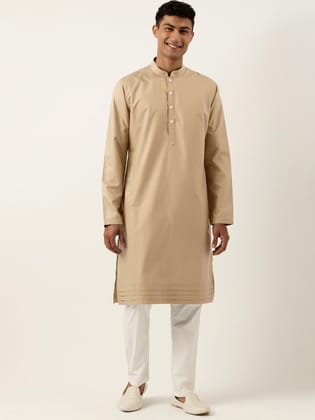 Beige Cotton Kurta Set-XS/36 / Only Kurta - No Lowers