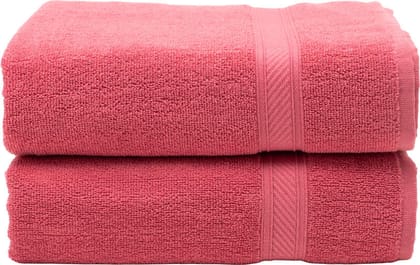 Furnofy Cotton 450 GSM Bath Towel Light Pink (Pack Of 2)