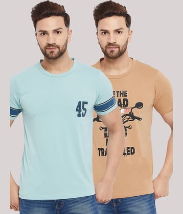 The Million Club Pack of 2 Cotton Blend Regular Fit Men's T-Shirt ( Blue )