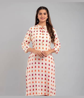 MAUKA - Cream Rayon Women's Straight Kurti ( Pack of 1 )