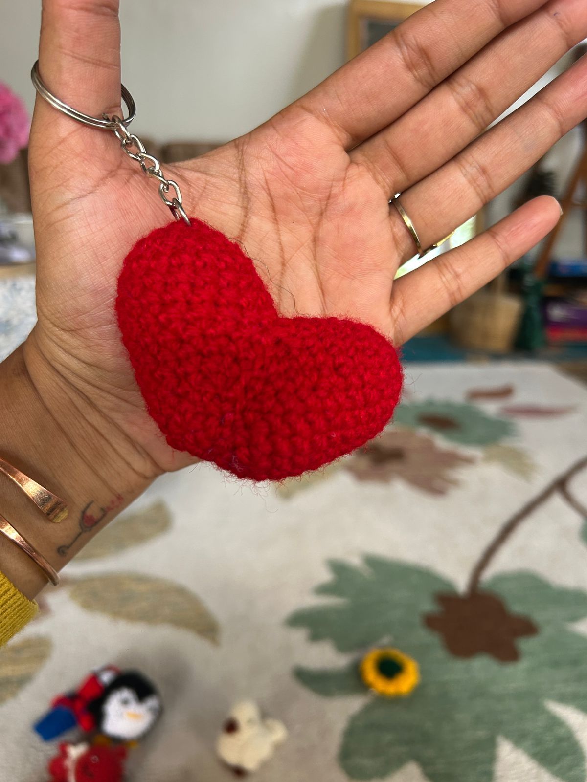 Crochet heart Keychain