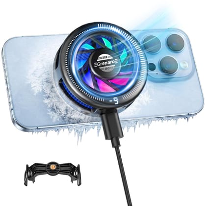 GRENARO 10W Magnetic Phone Cooler for Gaming, Smart AI/L1/L2 Mode for Temperature Control, Instant Freeze Cooling, Cooling Fan for Mobile with Enhanced Refrigeration Chip, Perfect for Long Gaming 