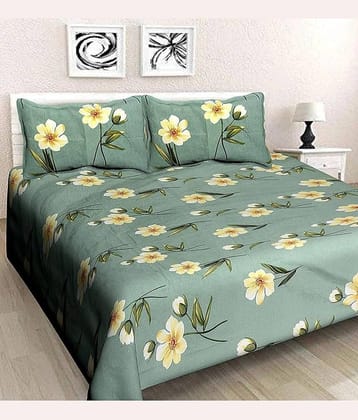 Neekshaa Glace Cotton 1 Double Bedsheet with 2 Pillow Covers ( Green )