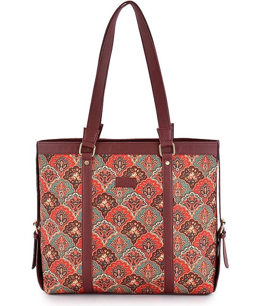 SAKWOODS Tote Bag Canvas Set of 1 ( Brown )